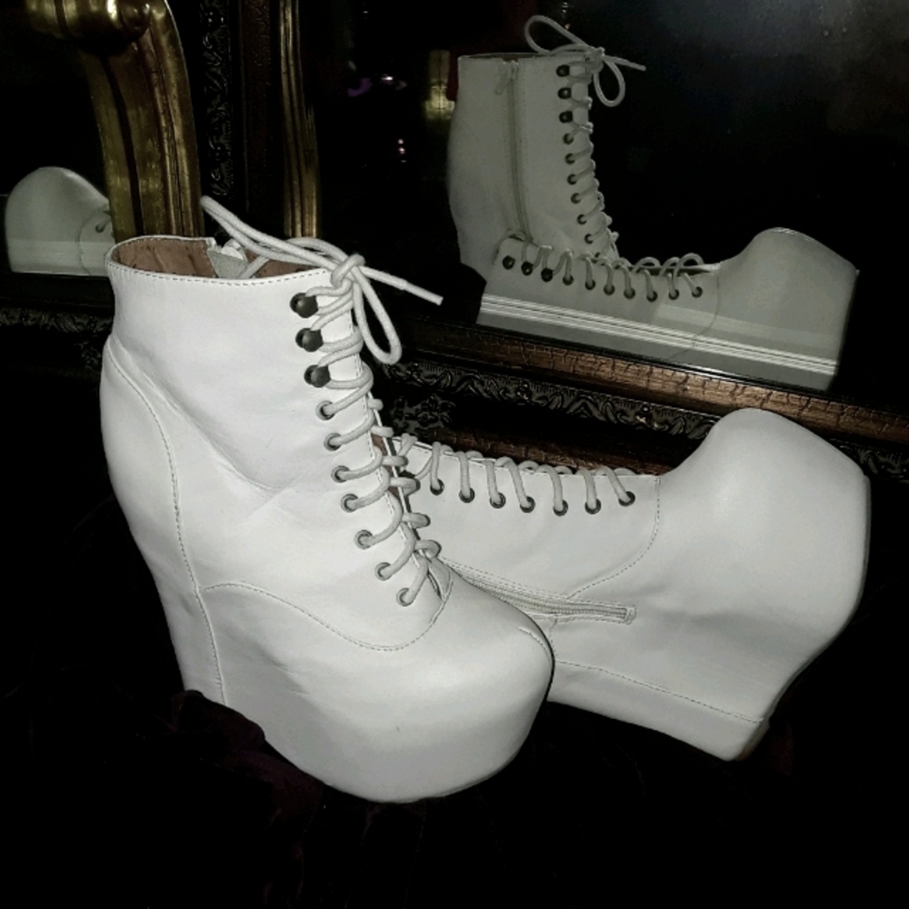 White platform ankle boots